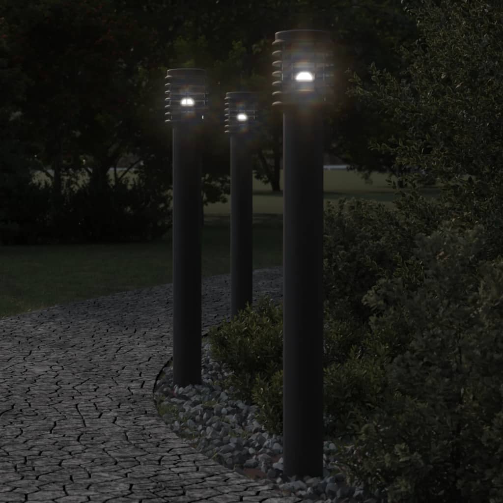 Lampade da Terra per Esterni 3 pz Nere 110 cm in Acciaio Inox - homemem39