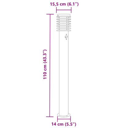 Lampada da Terra per Esterni Sensore Argento 110 cm in Acciaio - homemem39