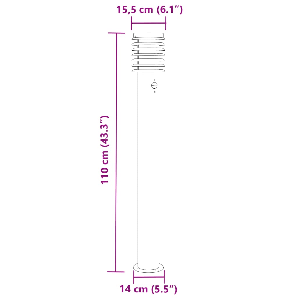 Lampada da Terra per Esterni Sensore Argento 3 pz 110cm Acciaio - homemem39