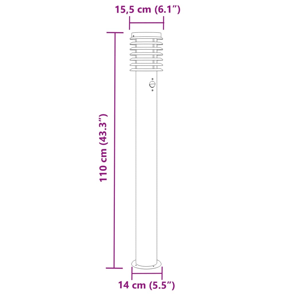 Lampade da Terra per Esterni Sensore Nere 3 pz 110 cm Acciaio - homemem39