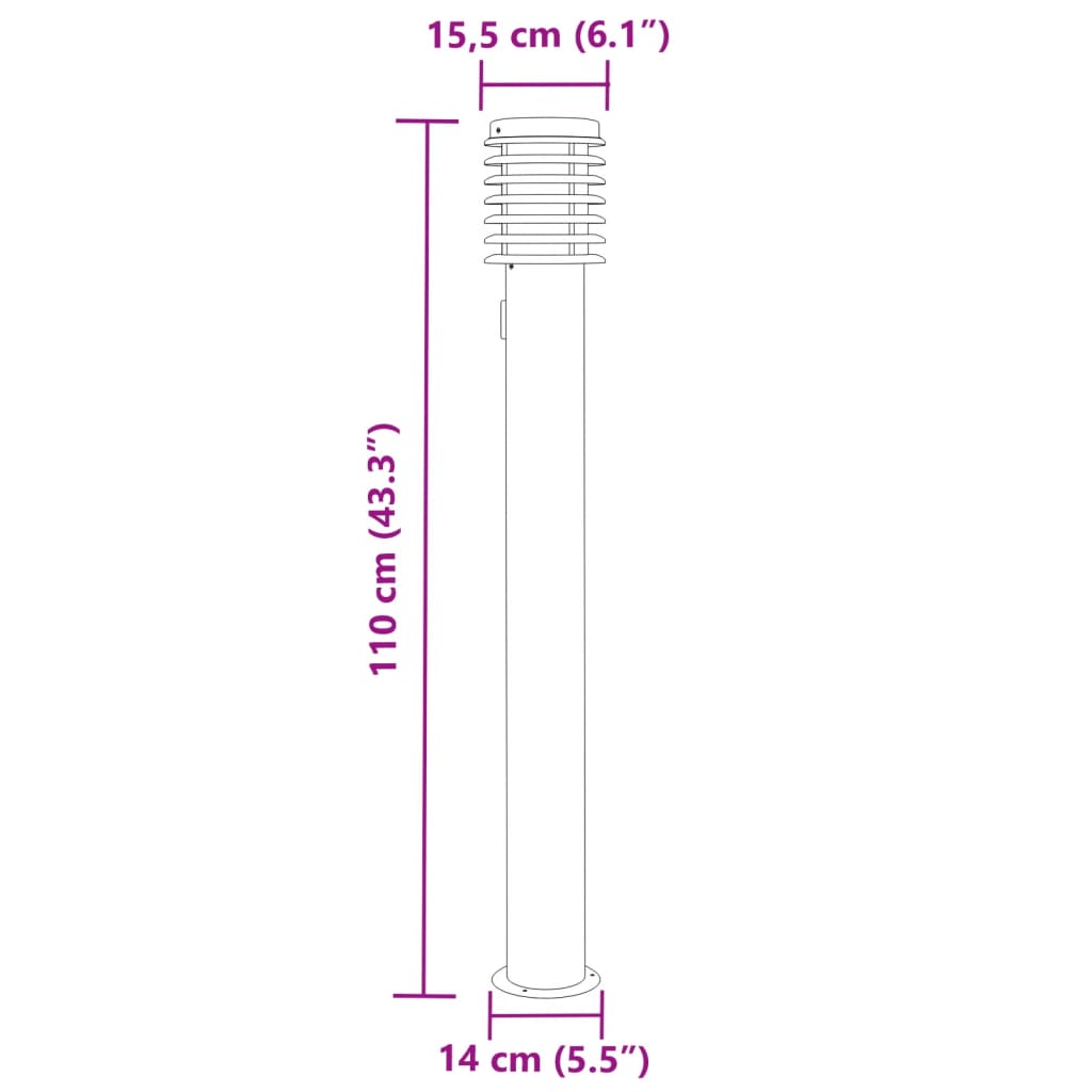 Lampada da Terra per Esterni Presa Argento 110 cm in Acciaio - homemem39