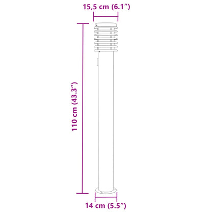 Lampade da Terra Esterni con Presa 3 pz Argento 110 cm Acciaio - homemem39