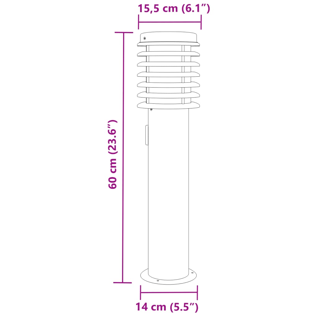 Lampada da Terra per Esterni con Presa Nera 60 cm Acciaio - homemem39