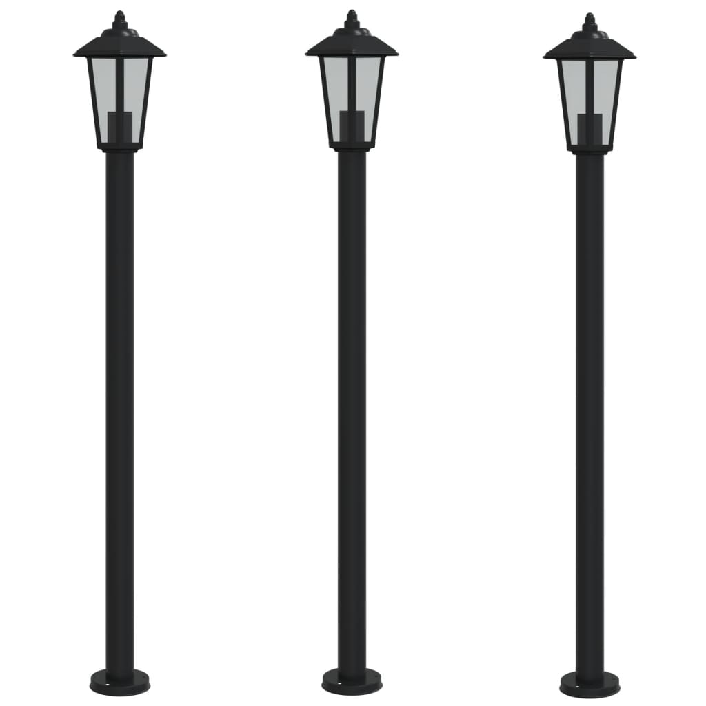 Lampade da Terra per Esterni 3 pz Nere 120 cm in Acciaio Inox - homemem39