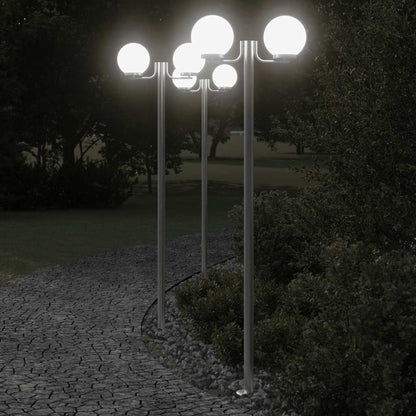 Lampade da Terra per Esterni 3pz Argento 215cm in Acciaio Inox - homemem39