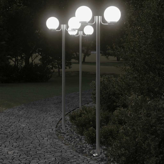 Lampade da Terra per Esterni 3pz Argento 215cm in Acciaio Inox - homemem39