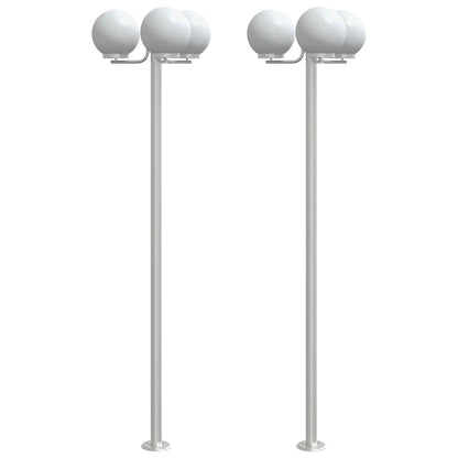 Lampade da Terra per Esterni 2pz Argento 215cm in Acciaio Inox - homemem39
