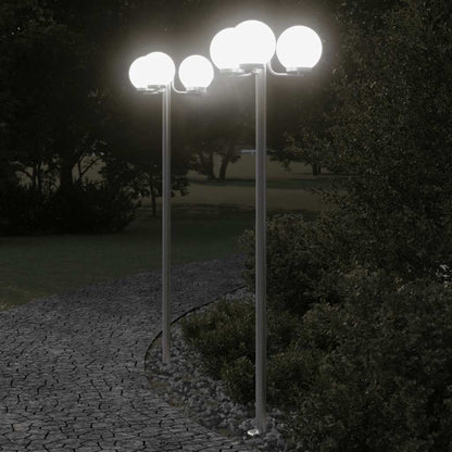 Lampade da Terra per Esterni 2pz Argento 215cm in Acciaio Inox - homemem39