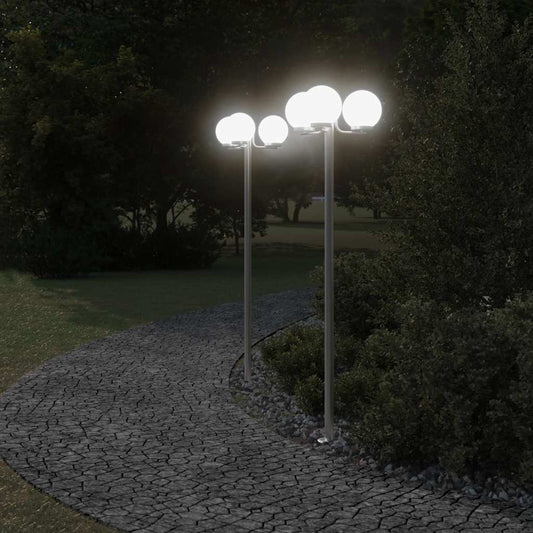 Lampade da Terra per Esterni 2pz Argento 215cm in Acciaio Inox