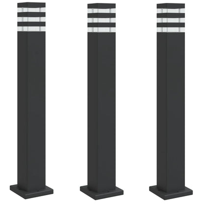 Lampade da Terra per Esterni 3pz Nere 80 cm in Alluminio - homemem39