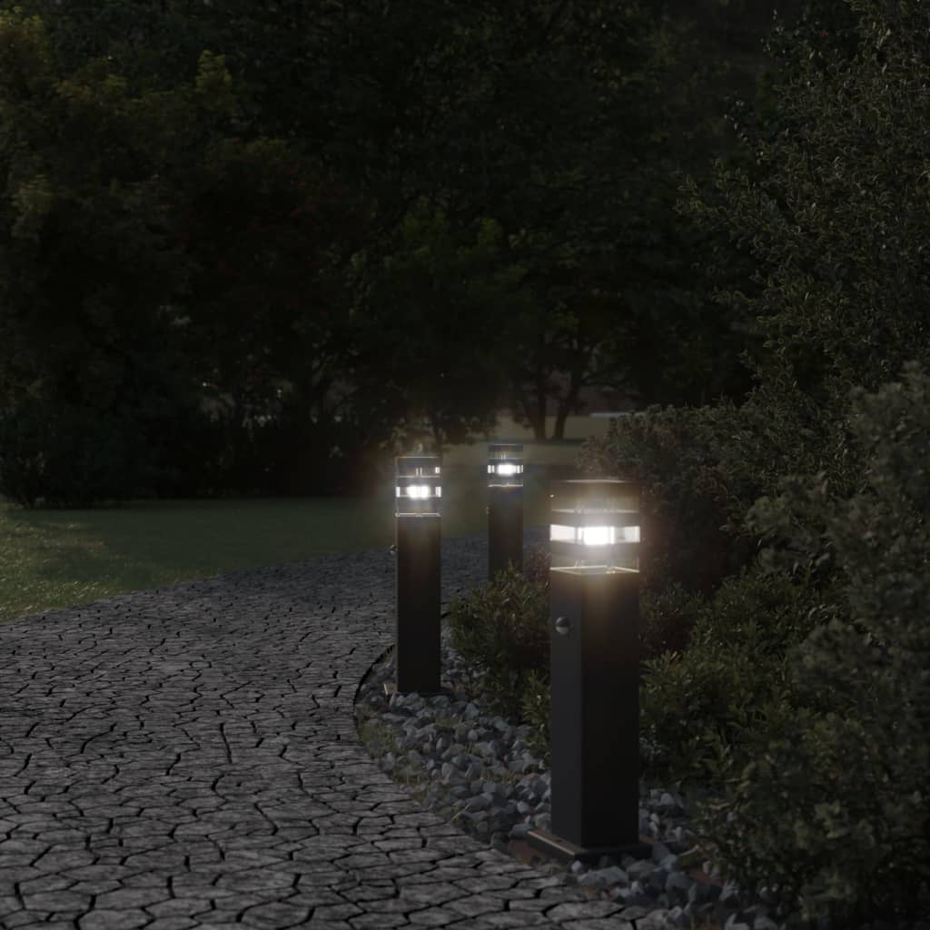 Lampada da Terra per Esterni con Sensore Nera 50cm in Alluminio | homemem39