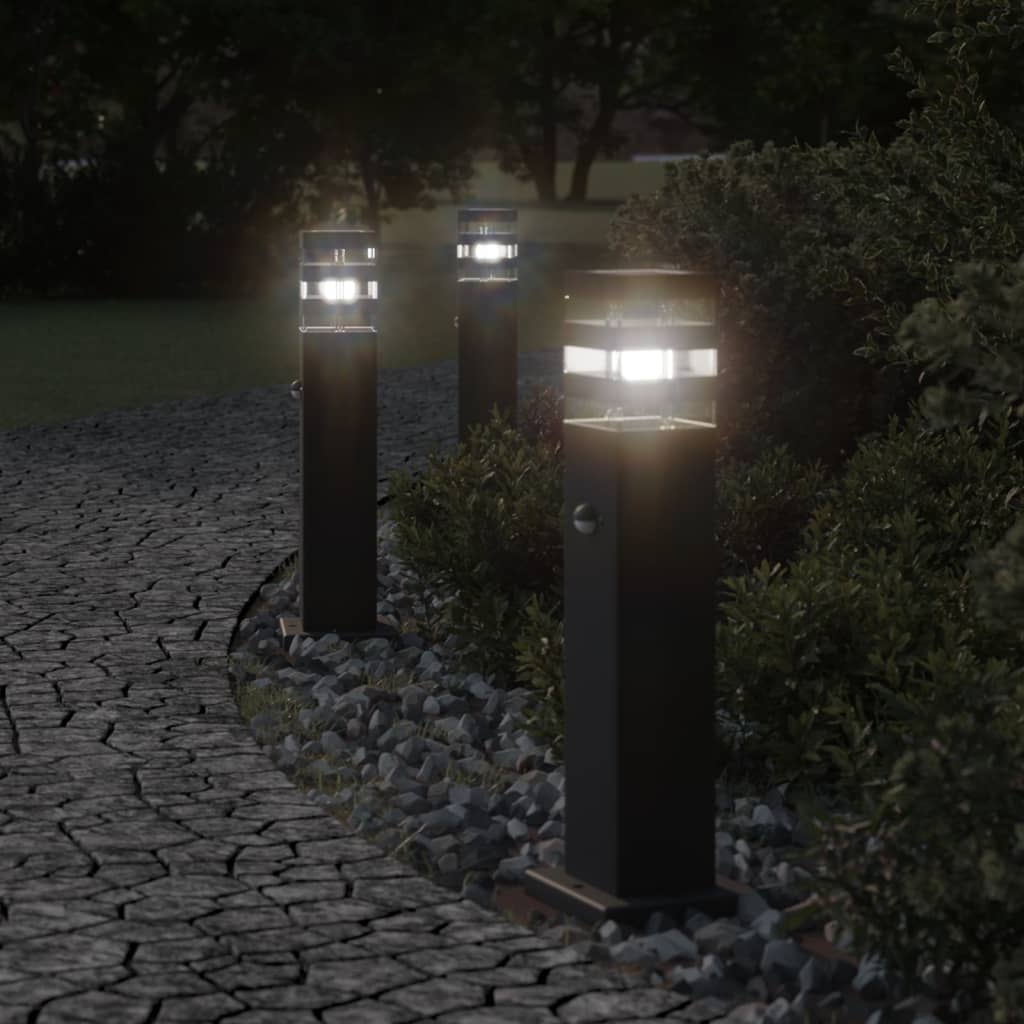 Lampada da Terra per Esterni con Sensore Nera 50cm in Alluminio | homemem39