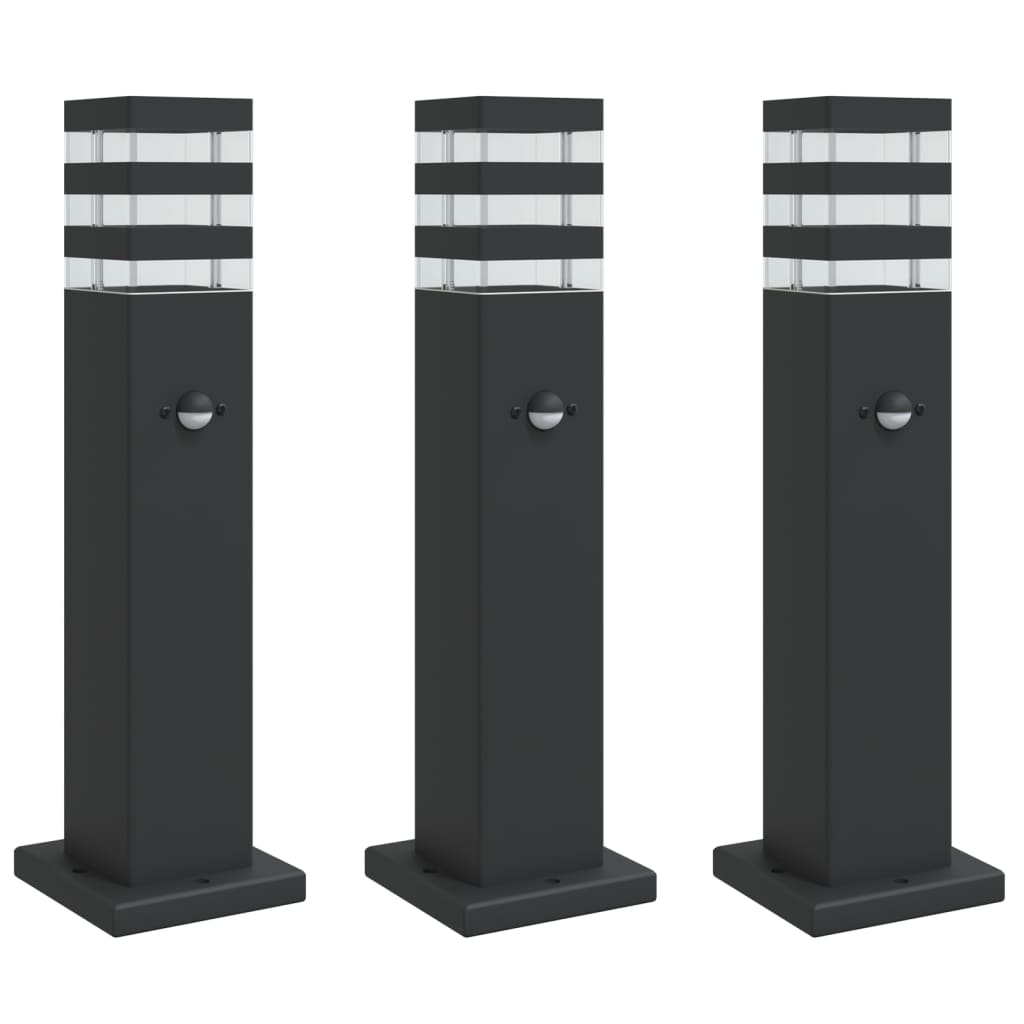 Lampade Terra per Esterni con Sensori 3pz Nere 50cm Alluminio | homemem39