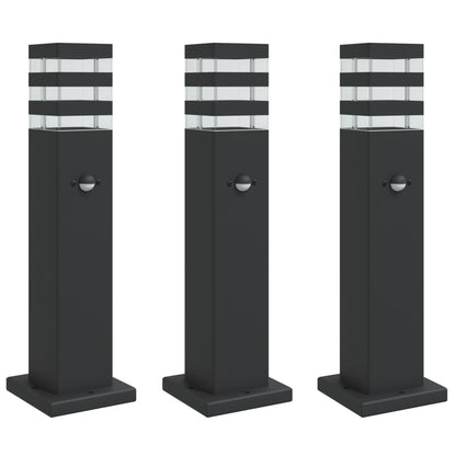 Lampade Terra per Esterni con Sensori 3pz Nere 50cm Alluminio | homemem39