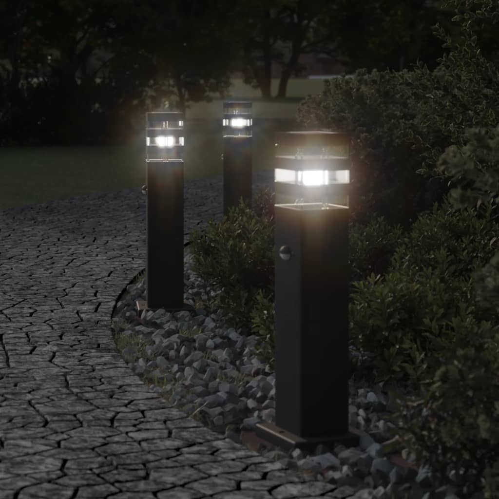 Lampade Terra per Esterni con Sensori 3pz Nere 50cm Alluminio | homemem39