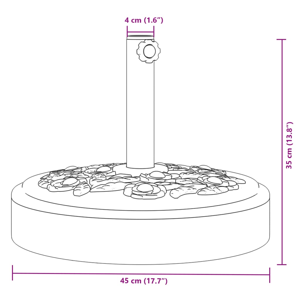 Base per Ombrellone per Pali Ø38/48 mm 25 kg Rotonda - homemem39