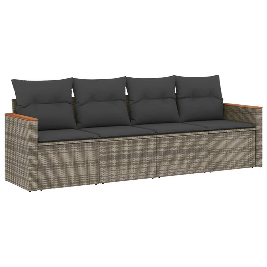 Set Divani da Giardino 4 pz con Cuscini in Polyrattan Grigio - homemem39