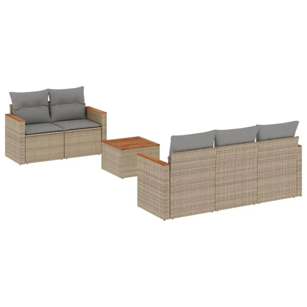 Set Divano da Giardino 6 pz con Cuscini Beige in Polyrattan - homemem39