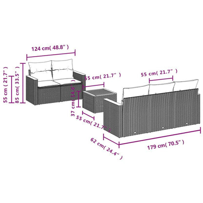 Set Divano da Giardino 6 pz con Cuscini Grigio in Polyrattan - homemem39
