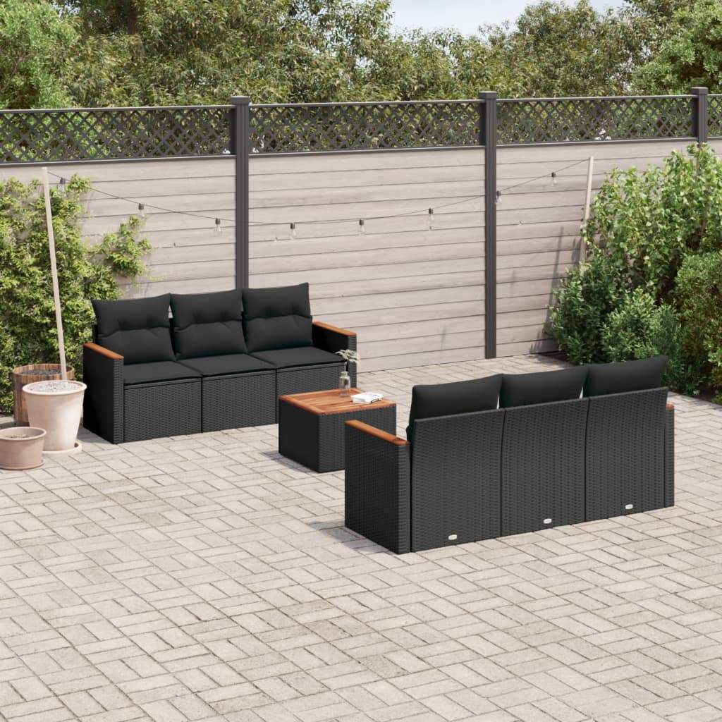Set Divani da Giardino con Cuscini 7pz Nero Polyrattan - homemem39