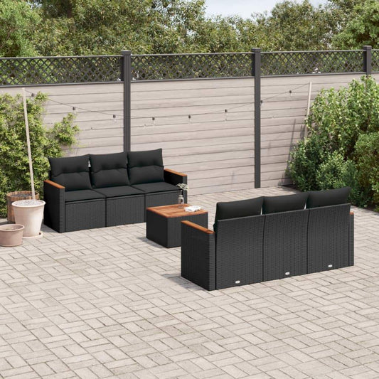 Set Divani da Giardino con Cuscini 7pz Nero Polyrattan - homemem39