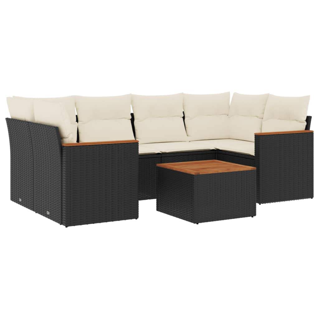 Set Divani da Giardino con Cuscini 7pz Nero Polyrattan - homemem39