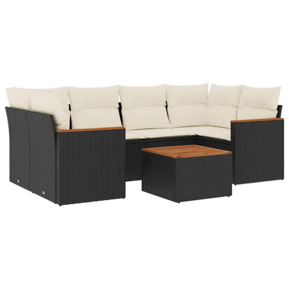 Set Divani da Giardino con Cuscini 7pz Nero Polyrattan - homemem39