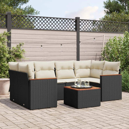 Set Divani da Giardino con Cuscini 7pz Nero Polyrattan - homemem39