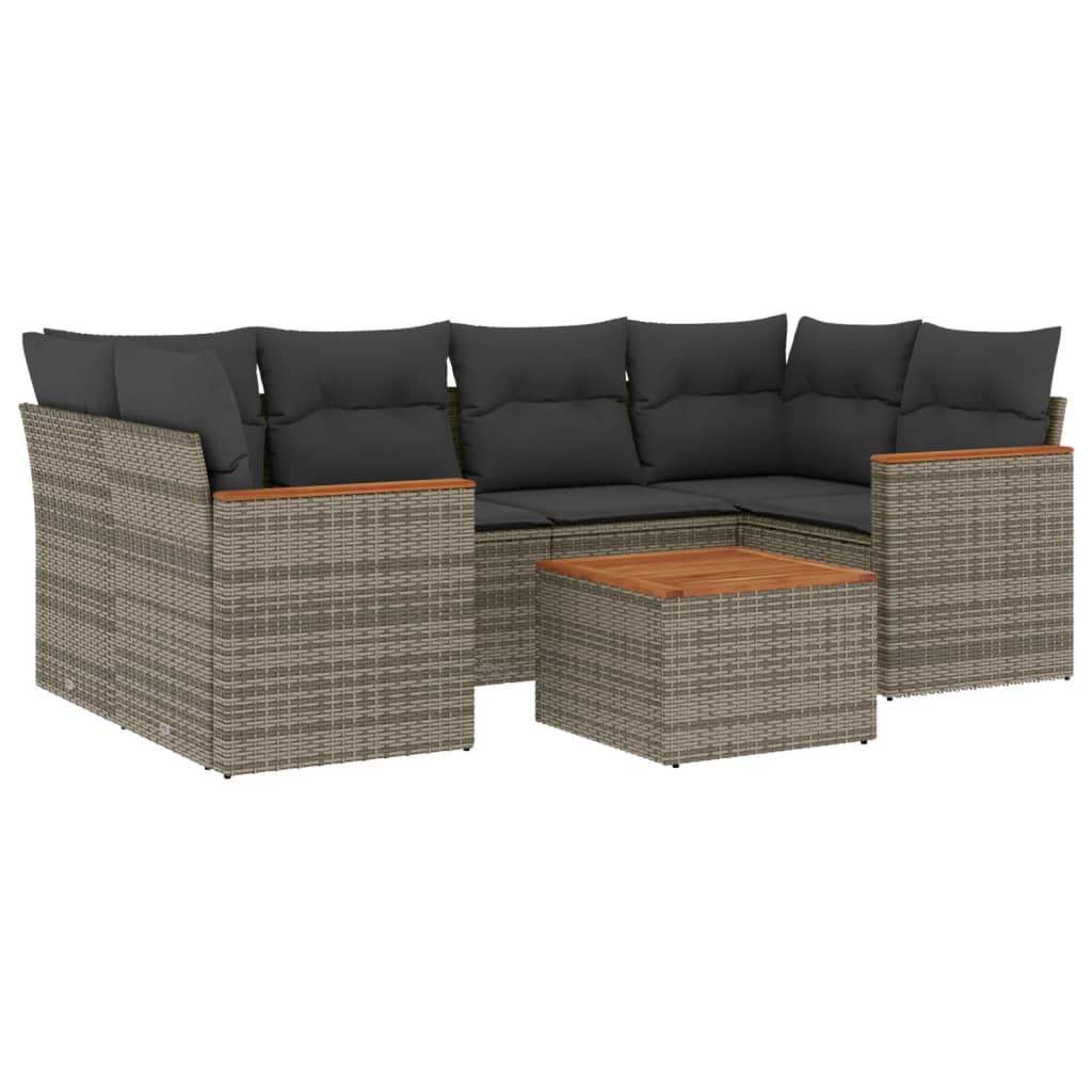 Set Divani da Giardino 7 pz con Cuscini Grigio in Polyrattan - homemem39
