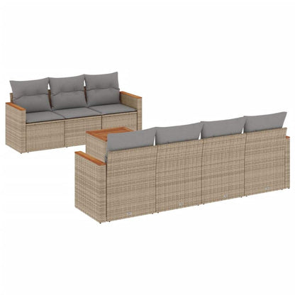 Set Divano da Giardino 8 pz con Cuscini Beige in Polyrattan - homemem39