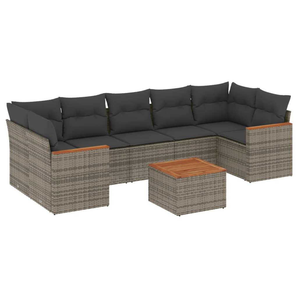 Set Divano da Giardino 8 pz con Cuscini Grigio in Polyrattan - homemem39