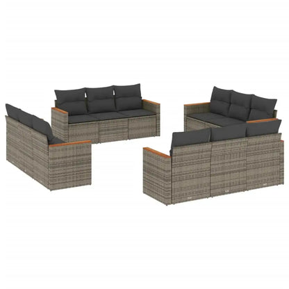 Set Divani da Giardino 12 pz con Cuscini Grigio in Polyrattan - homemem39