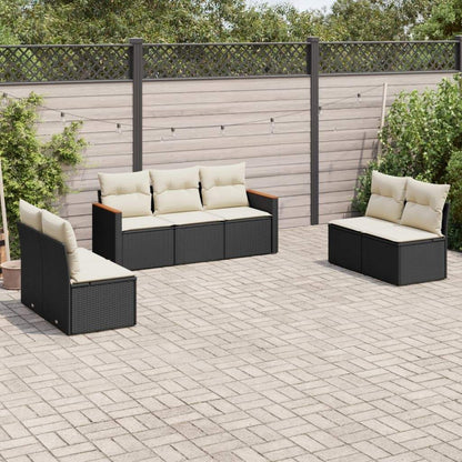 Set Divani da Giardino con Cuscini 7pz Nero Polyrattan - homemem39