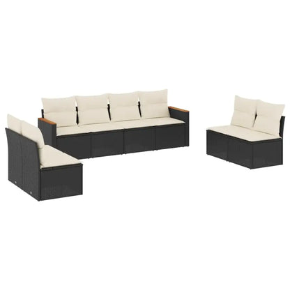 Set Divani da Giardino con Cuscini 8 pz Nero in Polyrattan - homemem39