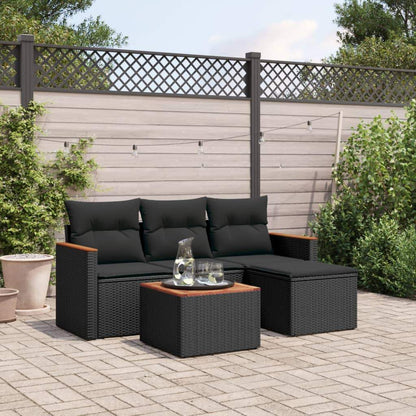 Set Divani da Giardino 5 pz con Cuscini in Polyrattan Nero - homemem39