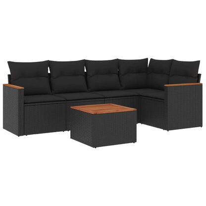 Set Divano da Giardino 6 pz con Cuscini Nero in Polyrattan - homemem39