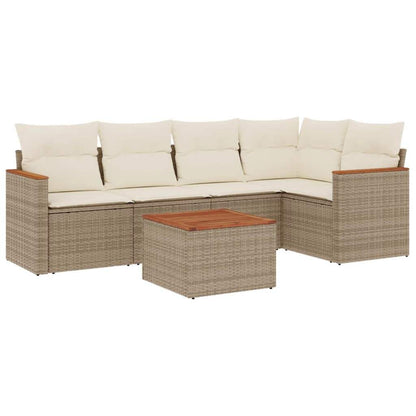 Set Divano da Giardino 6 pz con Cuscini Beige in Polyrattan - homemem39