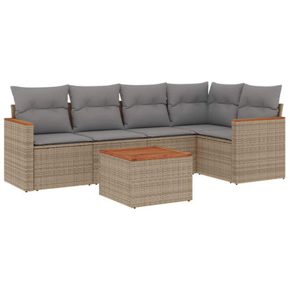 Set Divano da Giardino 6 pz con Cuscini Beige in Polyrattan - homemem39