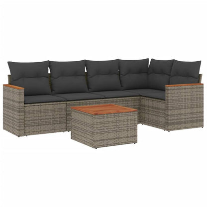 Set Divano da Giardino 6 pz con Cuscini Grigio in Polyrattan - homemem39