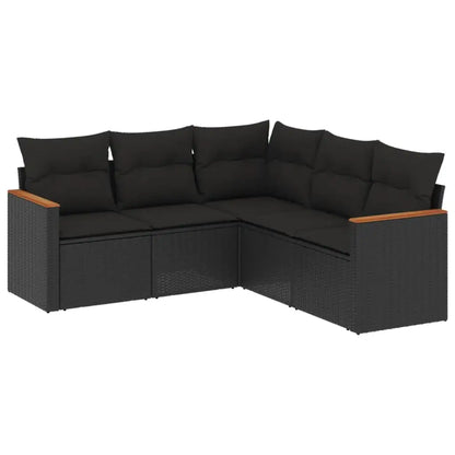 Set Divani da Giardino 5 pz con Cuscini in Polyrattan Nero - homemem39