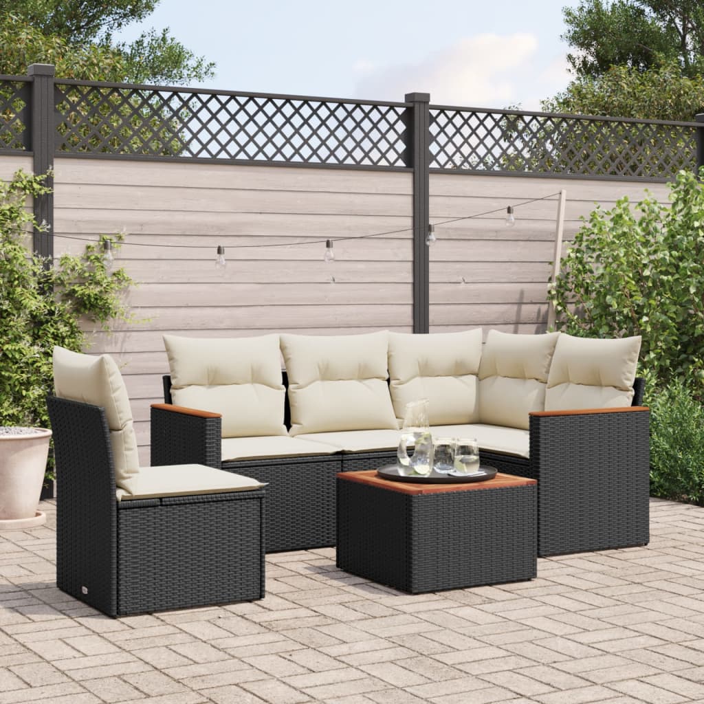 Patio Sofa Set 6-Posti Black and Cream
