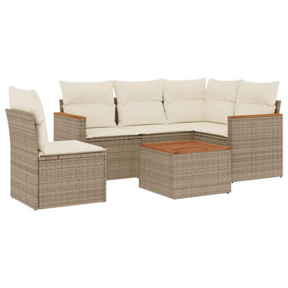 Set Divano da Giardino 6 pz con Cuscini Beige in Polyrattan - homemem39