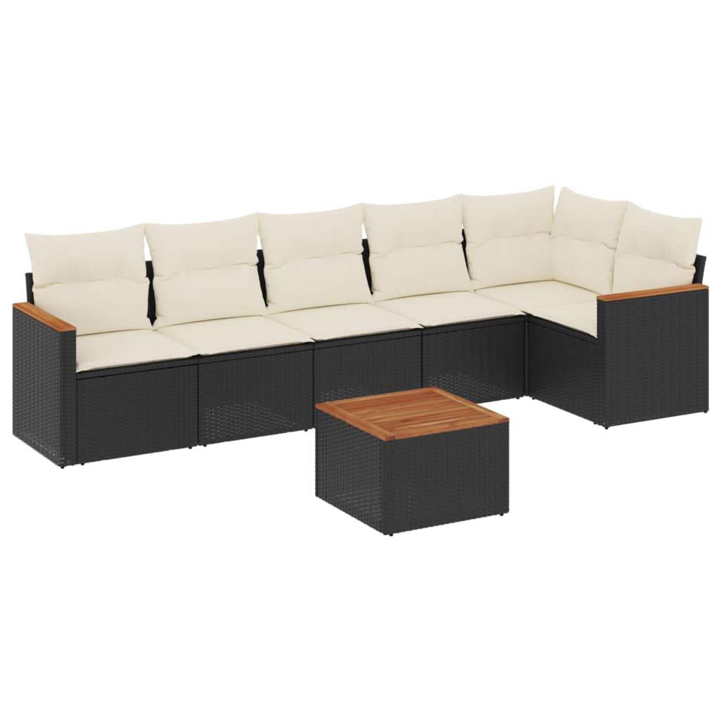 Set Divani da Giardino con Cuscini 7pz Nero Polyrattan - homemem39