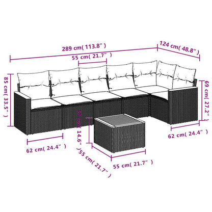 Set Divani da Giardino con Cuscini 7pz Nero Polyrattan - homemem39