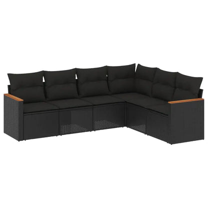 Set Divano da Giardino 6 pz con Cuscini Nero in Polyrattan - homemem39
