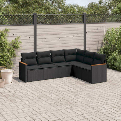 Set Divano da Giardino 6 pz con Cuscini Nero in Polyrattan - homemem39