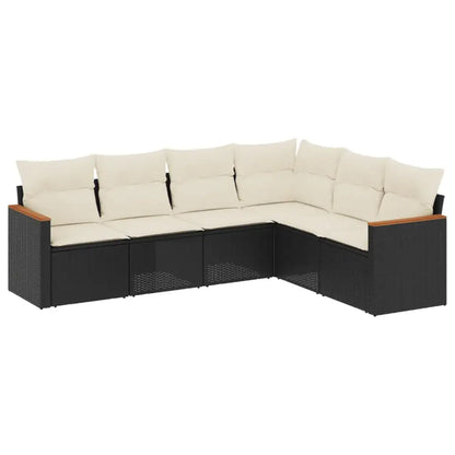 Set Divano da Giardino 6 pz con Cuscini Nero in Polyrattan - homemem39