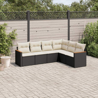 Set Divano da Giardino 6 pz con Cuscini Nero in Polyrattan - homemem39