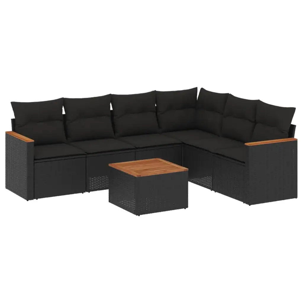Set Divani da Giardino con Cuscini 7pz Nero Polyrattan - homemem39