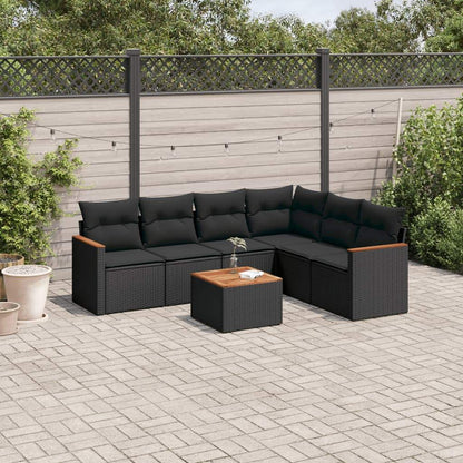 Set Divani da Giardino con Cuscini 7pz Nero Polyrattan - homemem39
